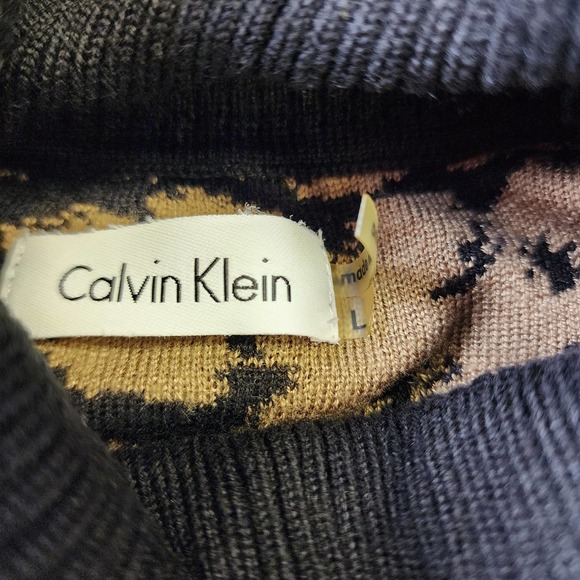 Calvin Klein Animal Print Sleeveless Turtleneck Sheath Dress Size Large - Picture 3 of 6